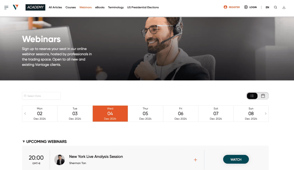Vantage Markets 11 Vantage Markets Webinars Page - December 2024