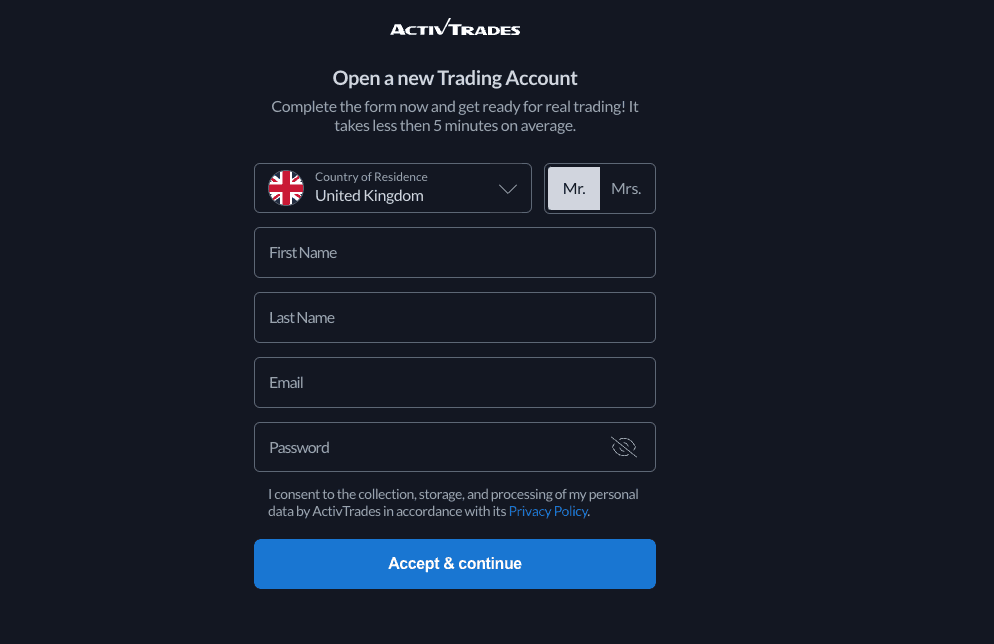 ActivTrades 9 ActivTrades Onboarding Screenshot - December 2024