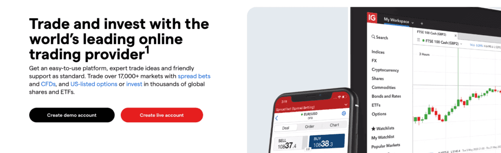 IG Markets HomePage Screenshot - December 2024