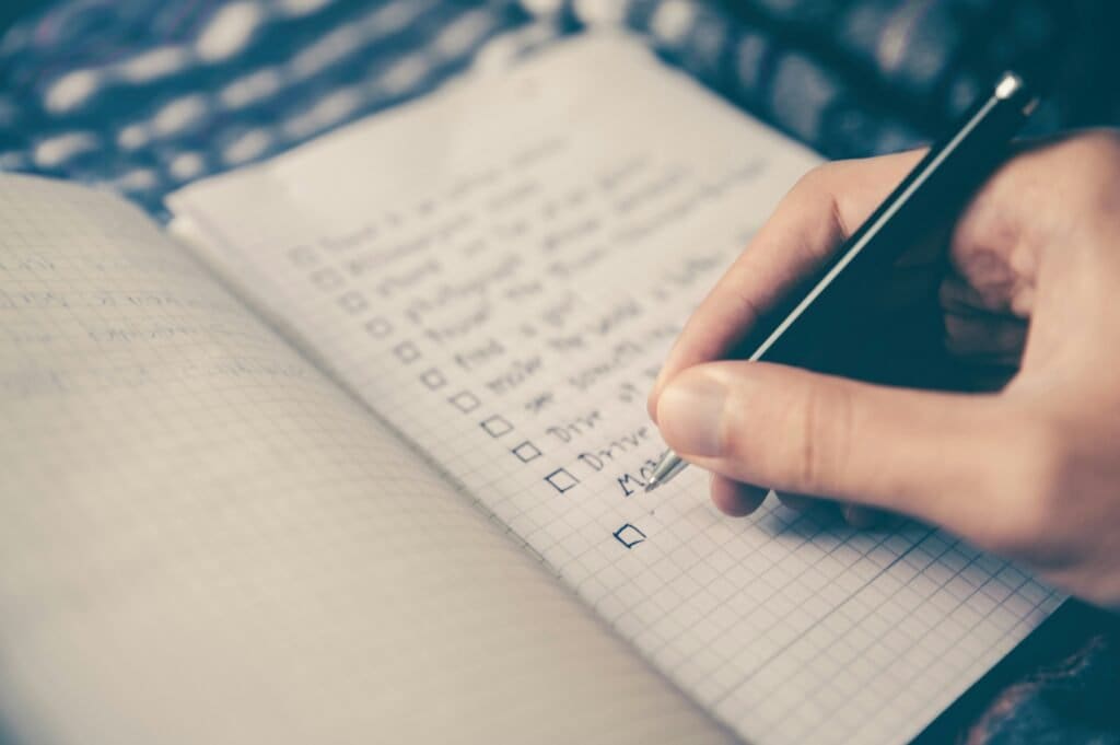 Person making a list