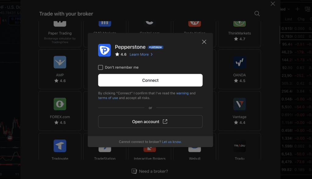 How to Start Trading as a Beginner in the UK 5 Connecting to a broker via Trading View