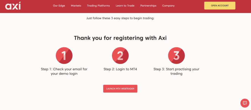 Axi sign-up journey