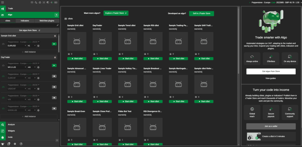 Best Brokers for Professional Traders in the UK 16 cTrader with pepperstone - Creating cBots